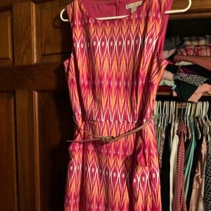 Dress barn size 6 pink dress with belt and pockets
